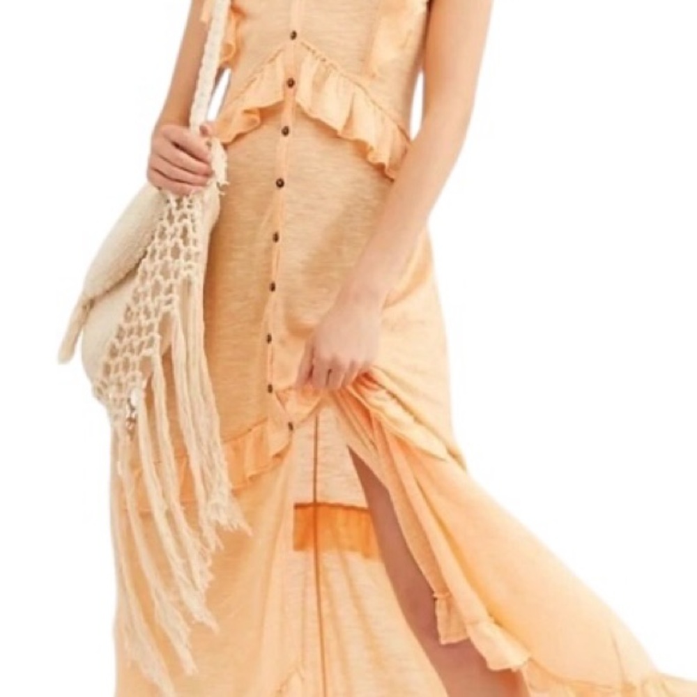 Free People FP Beach Women’s Amelia Maxi Gauzy Ruffle Romantic Flowey Dress M - Picture 11 of 11